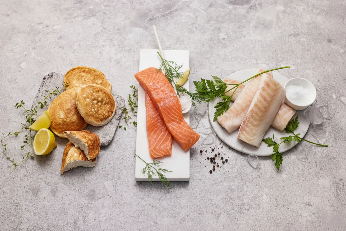 Norgespakken fra Fiskeruta med laks, torsk og valgfritt tredjeprodukt – norsk sjømat i topp kvalitet